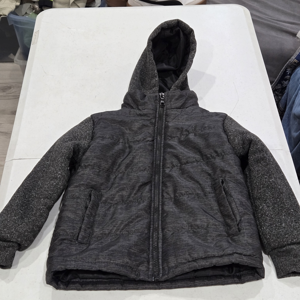 Child's Hooded Puffer Jacket in Charcoal Gray